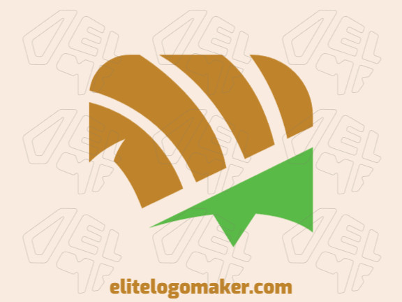 Double meaning logo with the shape of a hat cook combined with a chat box with brown and green colors.