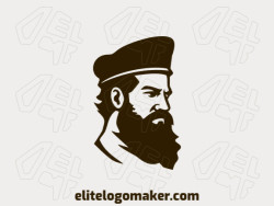 Create your logo in the shape of a man's head with an abstract style and dark brown color.