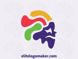 Original logo with abstract design forming a head with green, blue, yellow, and purple colors.