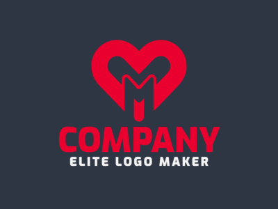 A minimalist design merging a heart and letter 'M', uniquely ideal and creative as a logo.
