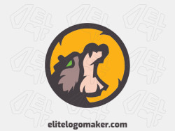 Circular logo design composed of a hippopotamus head with open mouth with green, yellow and brown colors.