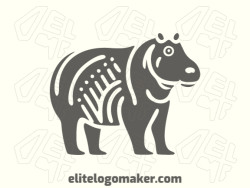 Professional logo in the shape of a hippo with an illustrative style, the color used was grey.