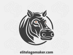 Customizable logo in the shape of a hippo with a handcrafted style, the colors used were orange and grey.