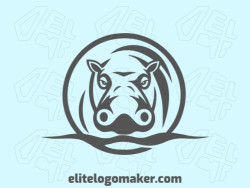 Um logotipo cativante de mascote, apresentando um adorável hipopótamo cinza com personalidade e estilo.