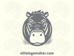 Professional logo in the shape of a hippo head with creative design and animal style.