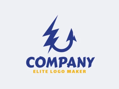 Customizable logo in the shape of a hook combined with a lightning bolt, composed of an abstract style and blue color.