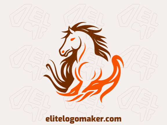 The logo template for sale is in the shape of a horse, the colors used were brown and orange.