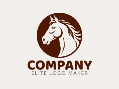 Cree un logotipo vectorial para su empresa en forma de un caballo con un estilo circular, el color utilizado es el marrón oscuro.