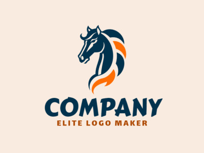 An abstract horse logo with dynamic shapes and vibrant colors of blue and orange, representing strength and energy for a standout brand identity.