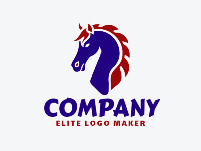 A beautiful, abstract logo featuring an attractive horse in blue and red, designed with creative flair.