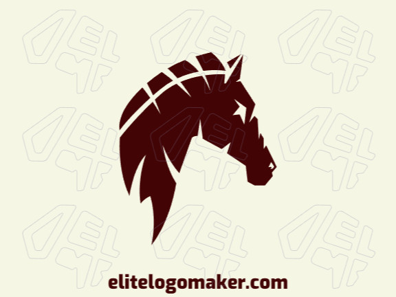 Logotipo elegante composto por formas simples formando uma cabeça de cavalo com estilo abstrato, a cor utilizada foi marrom.