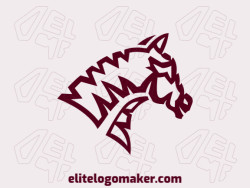 Professional logo composed of lines forming a horse head with abstract design, the color used was brown.