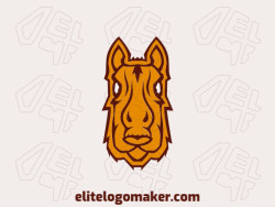 Abstract logo with solid shapes forming a horse head with a refined design, the colors used are yellow and brown.