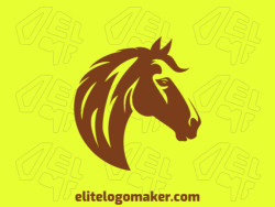 Create your own logo in the shape of a horse head with a pictorial style and brown color.