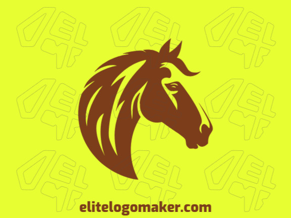 Crie seu próprio logotipo com a forma de uma cabeça de cavalo com estilo pictórico e com a cor marrom.