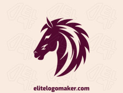 Customizable logo in the shape of a horse head with a mascot style, the color used was purple.