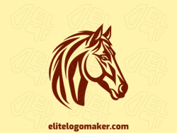 Logo template for sale in the shape of a horse head, the color used was dark brown.