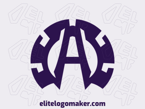 Logotipo disponível para venda com a forma de uma ferradura combinado com uma letra "A" com estilo abstrato e cor azul.