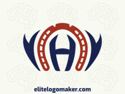 Professional logo in the shape of a horseshoe combined with a letter "H", with creative design and abstract style.