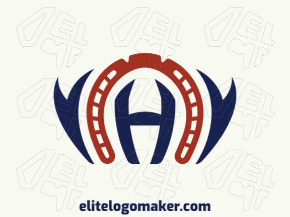 Logotipo profissional com a forma de uma ferradura combinado com uma letra "H", com design criativo e estilo abstrato.
