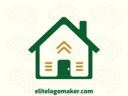 Professional logo in the shape of a house with an simple style, the colors used was green and yellow.