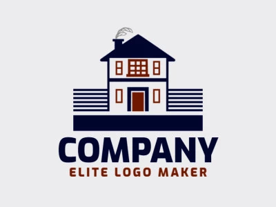 Abstract logo created with abstract shapes forming a house with brown, grey, and dark blue colors.