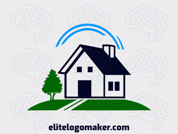 Logotipo com design criativo formando uma casa com estilo ilustrativo e cores customizáveis.
