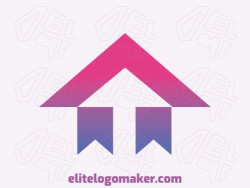Customizable logo in the shape of a house combined with banderoles, with a gradient style, the colors used was purple and pink.