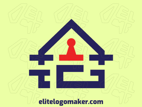 Logo Template in the shape of a house combined with a letter "G", with abstract design with blue and red colors.