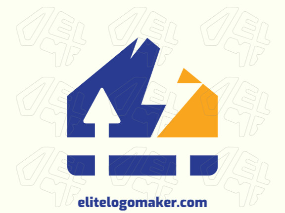 Abstract logo in the shape of a house combined with a lightning bolt, with creative design.