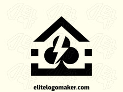 Professional logo in the shape of a house combined with a suit of clubs, with creative design and abstract style.