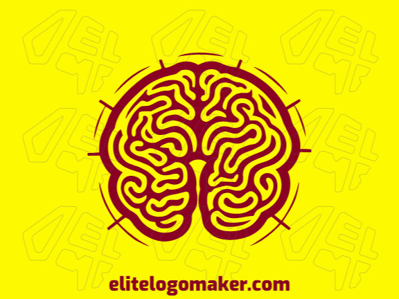 Crie seu logotipo online com a forma de um cérebro humano com cores customizáveis e estilo artesanal.