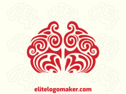 A creative and abstract red logo with a human brain shape.