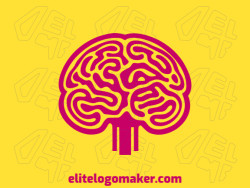 Customizable logo in the shape of a human brain with multiple lines style, the color used was pink.