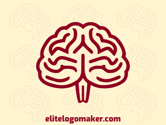 Crie um logotipo ideal para o seu negócio com a forma de um cérebro humano com estilo monoline e cores customizáveis.