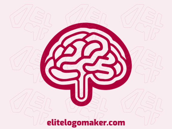 Logotipo criativo com a forma de um cérebro humano com design memorável e estilo ilustrativo, a cor utilizada é vermelho escuro.
