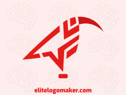 Abstract logo in the shape of an ibis bird composed of abstract shapes and refined design, the color used in the logo was red.