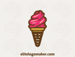 Illustrative logo with a refined design forming an ice cream, the colors used was brown, pink, and yellow.