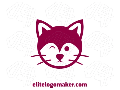 Un diseño minimalista y genial con un gato y un concepto divertido, perfecto para cualquier marca que busque un modelo creativo de logotipo.