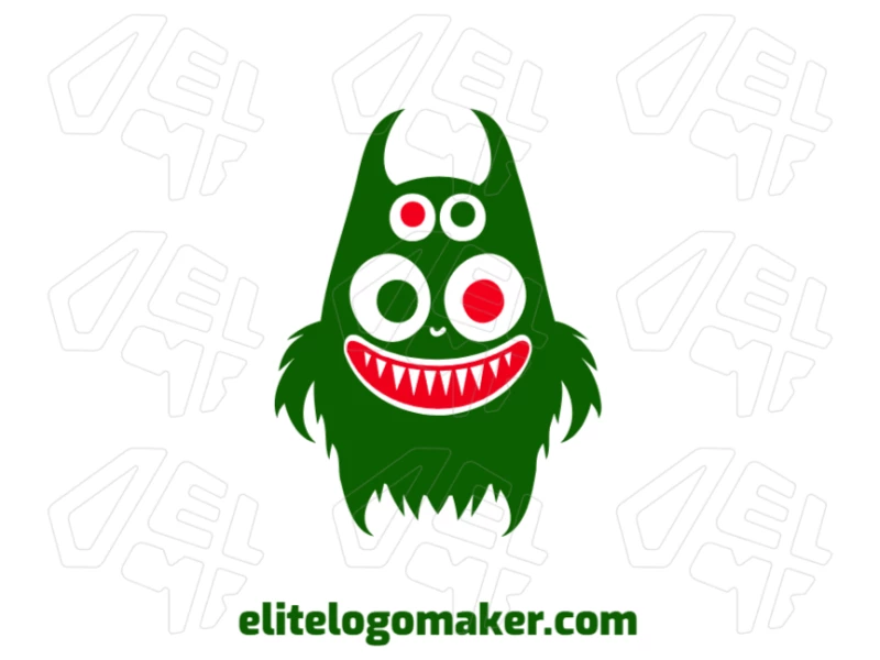 Uma ilustração customizável de um monstro com olhos em estilo mascote, ideal para criar um logotipo único e marcante.