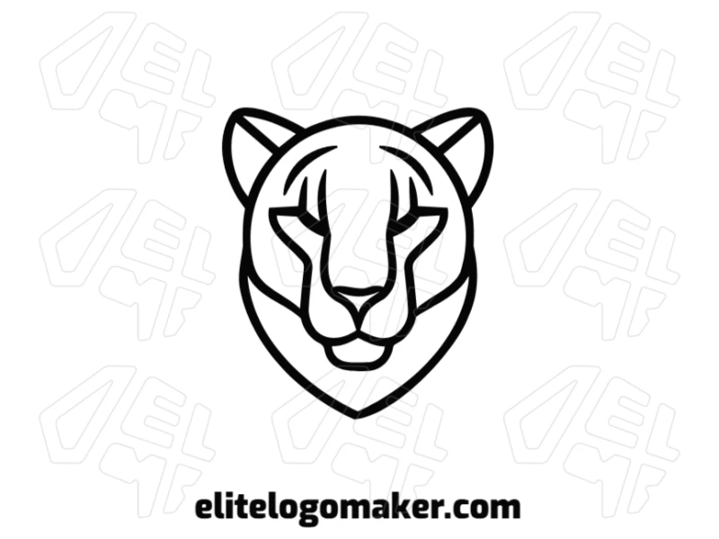 Uma ilustração chamativa de uma pantera com linhas finas e um design simétrico, criando um conceito de logotipo único e profissional.