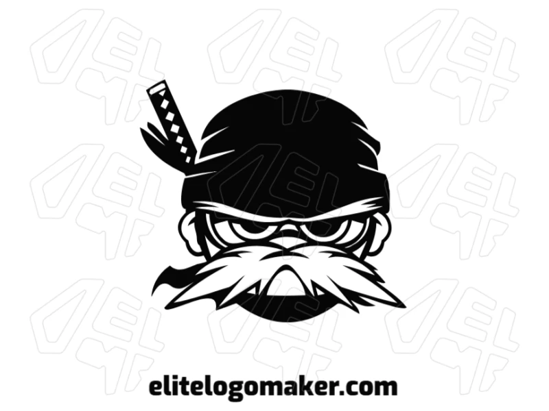 Um design de logotipo criativo com um pirata de bigode grande, perfeito para uma identidade de marca única e ousada.