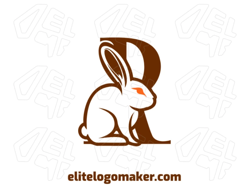 A prominent illustration of a rabbit cleverly combined with the letter "R", creating a dual-meaning design that is both creative and visually striking.