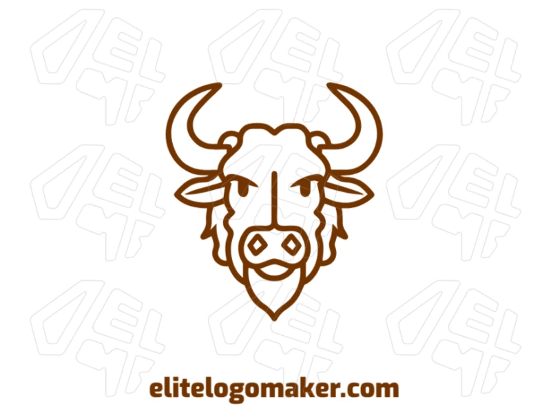 Um conceito profissional de logotipo com linhas finas formando uma cabeça de boi simétrica, oferecendo um design único e criativo para sua marca.