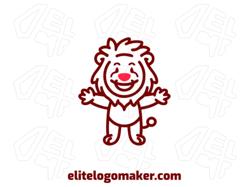 Un logotipo creativo con un diseño ilustrativo de un león con nariz de payaso, combinando diversión y originalidad en un visual impactante.