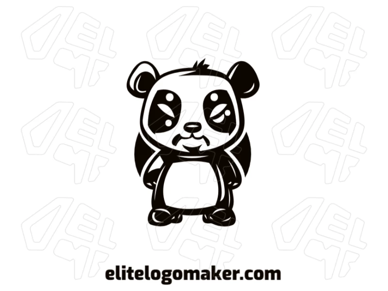 A cool illustrative illustration of a panda bear, perfect for creating a company logo with a unique and creative touch.