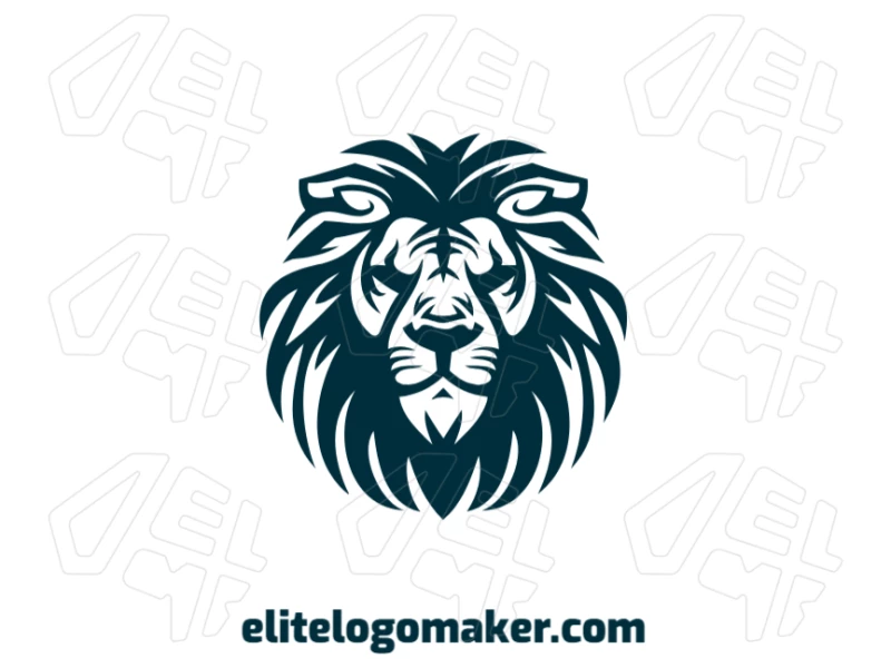 A prominent image of a fierce lion with a tribal style, designed symmetrically for easy logo creation.