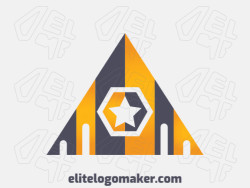 Abstract logo design consists of the combination of a triangle with a shape of a star with black and yellow colors.