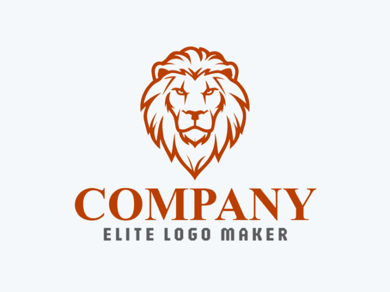 An abstract logo design featuring an imposing lion in orange, symbolizing refinement and strength.