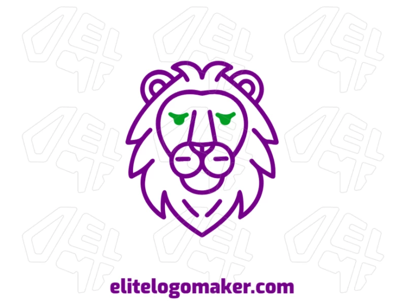 Una imagen graciosa y económica de un león morado, diseñada en un estilo simple para una obra maestra de logotipo creativo.